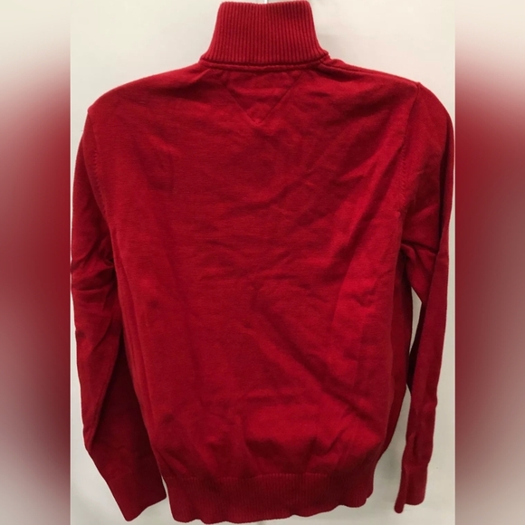 Tommy Hilfiger Red 1/4 Zip Pullover Mens Sweater Size L Used Excellent - Picture 2 of 4